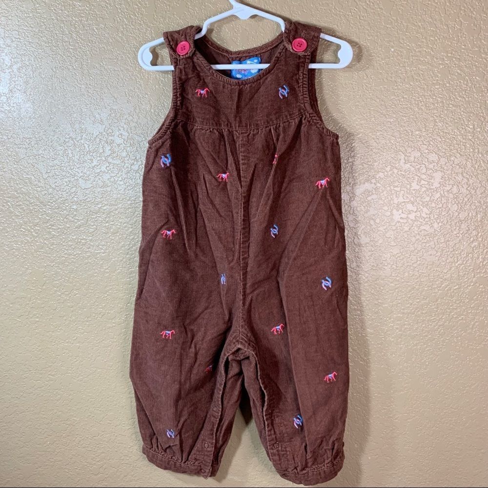 ‎Cre8ions toddler girl brown horse print jumpsuit
